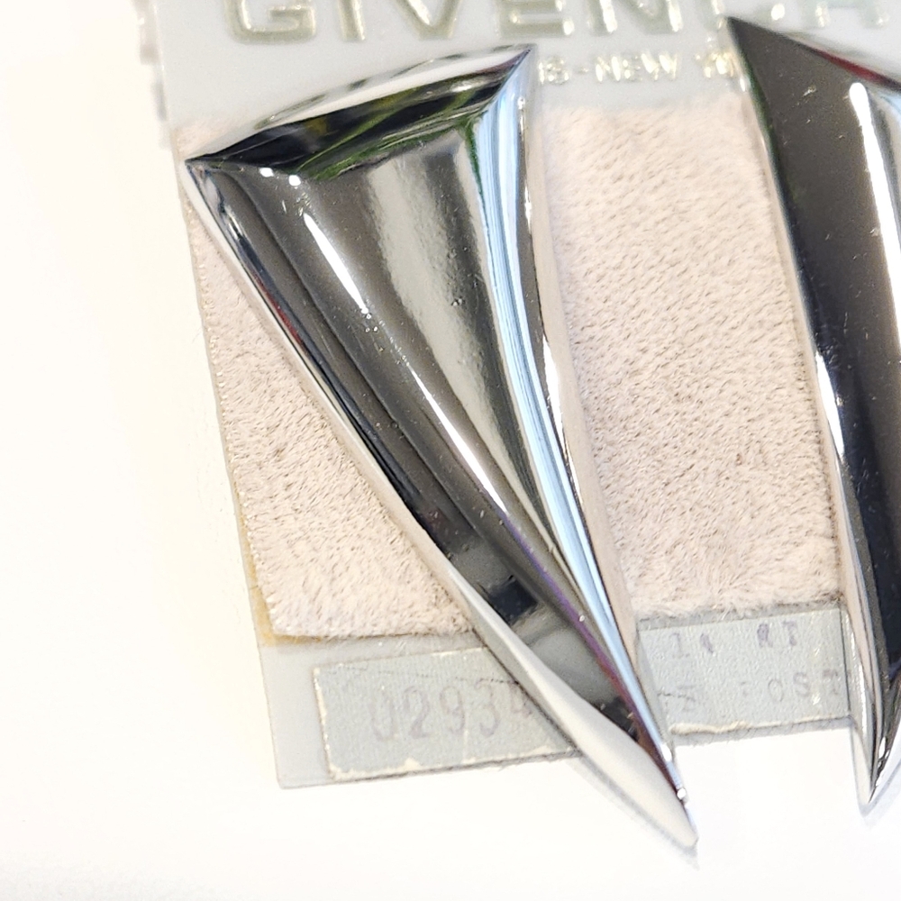 Givenchy Modernist Silver Tone Earrings NWT Vintage 80s Chunky Large Earrings - Picture 6 of 16